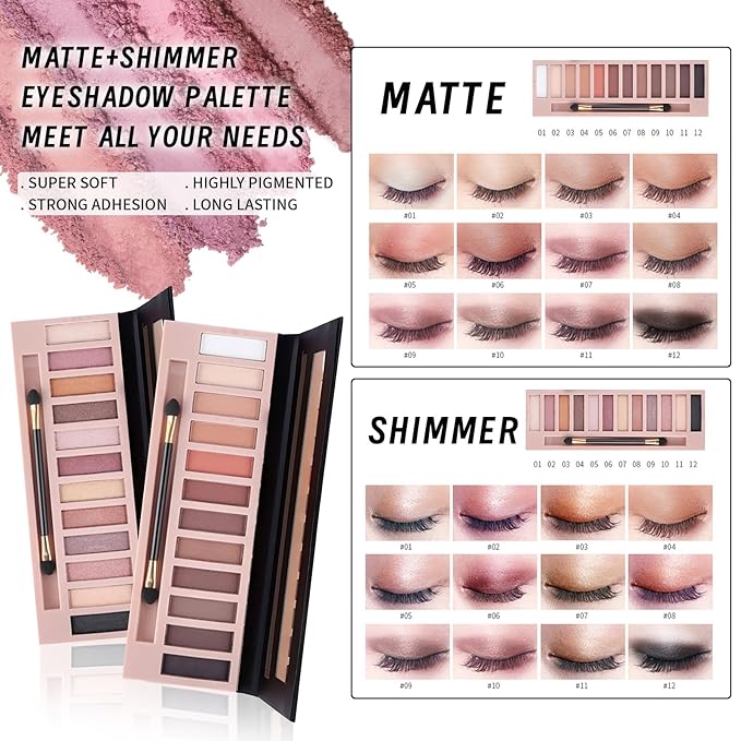Makeup Set Kit for Women Full Kit, Makeup Present for Women Teen Girl, Eyeshadow Foundation CC Cream Face Primer Brush 3 in 1 Palette Lip Gloss, Eyebrow Soap Mascara Eyeliner Makeup bag