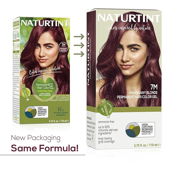 Naturtint 7M Mahogany Blonde Permanent Hair Color (Pack of 6), Ammonia Free, Vegan, Cruelty Free, up to 100% Gray Coverage, Long Lasting Results (Packaging may vary)