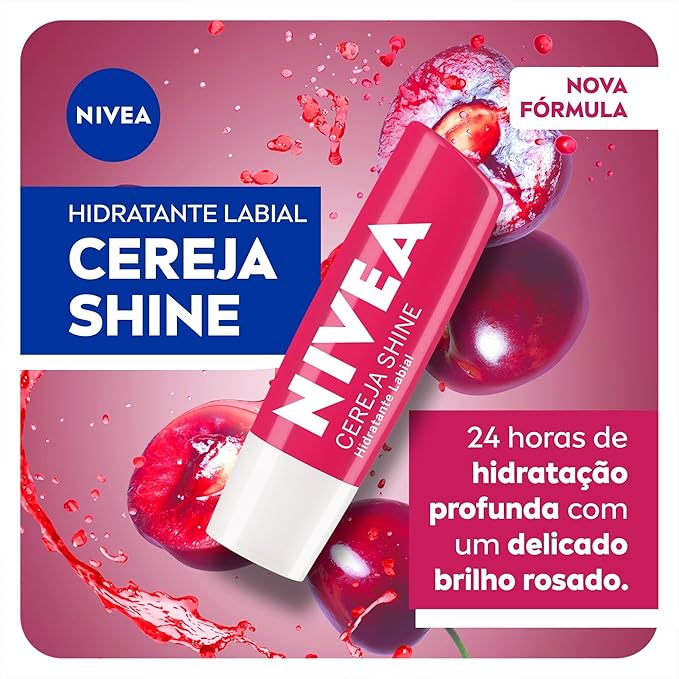 NIVEA Cherry Shine Lip Moisturizer Deep Hydration 4, 8g, Nivea, Cherry