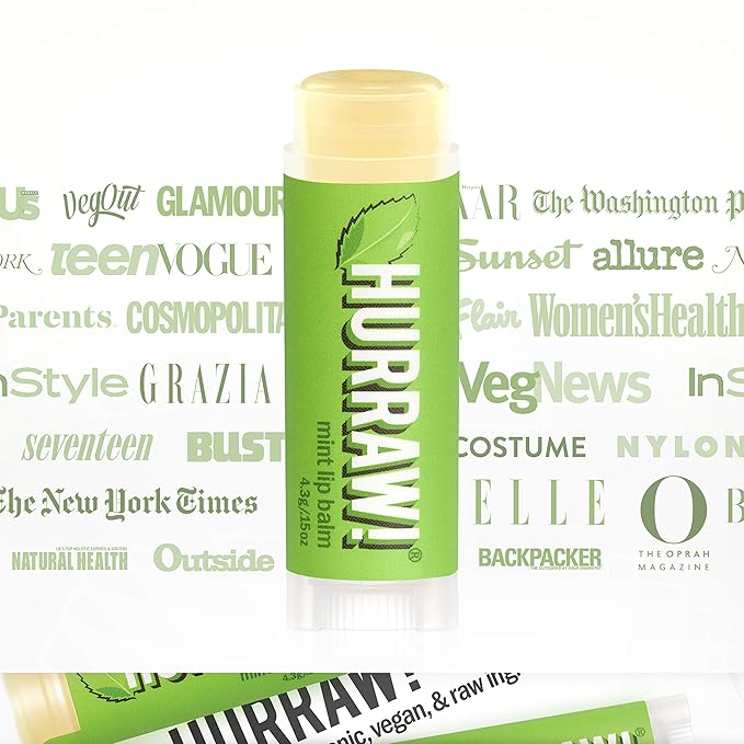 Hurraw! Mint Lip Balm, 3 Pack: Organic, Certified Vegan, Cruelty and Gluten Free. Non-GMO, 100% Natural Ingredients. Bee, Shea, Soy and Palm Free. Made in USA