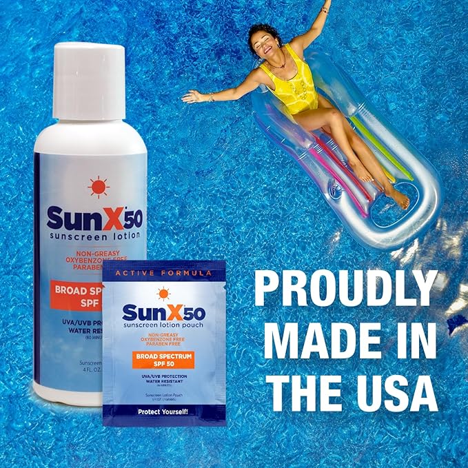 CoreTex Sun X 50 SPF Broad Spectrum Sunscreen Packets with Resealable Travel Bag - Pack of 15 Paraben, Oxybenzone, Octinoxate, & Oil Free Sunscreen - Water & Sweat Resistant Up to 80 Minutes