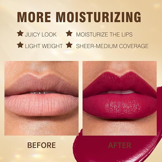 MAKI YIKA Burgundy Lipstick for Women Moisture Hydrate Lipsticks Glossy Purple Lipsticks Sheer Finish Lightweight Tinted Lip Balm, Z04 Burning Love