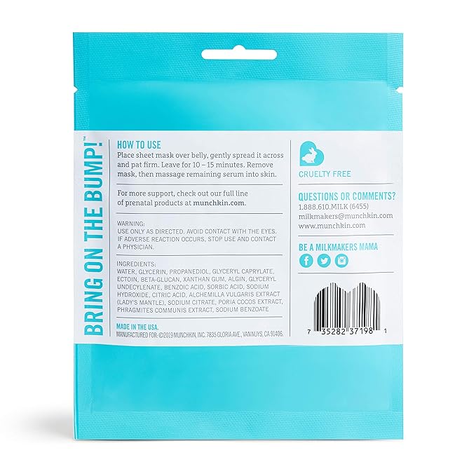 Munchkin® Milkmakers® Belly Mask for Pregnancy Skin Care & Stretch Marks, 3 Sheet Masks