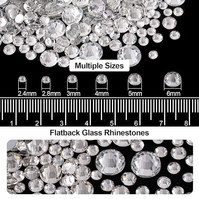 Flat Back Rhinestone Kits Colorful Rhinestones+Transparent White Gems With Picker Pencil And Tweezer For Home DIY And Professional Nail Art
