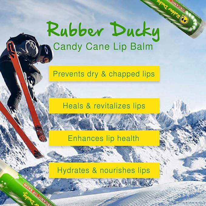 Rubber Ducky Carefree Natural Organic Lip Balm - Instant Hydration & Lip Moisturizer for Very Dry Lips - Vanilla Mint Lip Balm Flavor with Vitamin E - Vegan, Certified Organic Lip Care - 3 Pack