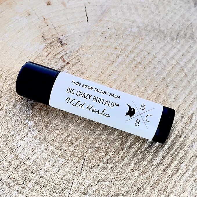 Pure Bison Tallow Lip Balm, Wild Herb, (5 pack) - Rosemary & Lavender, Moisturizing, Non-Habit Forming