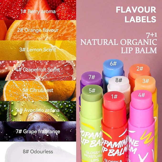 Tinted Lip Balm, Lip Moisturizer For Very Dry Lips, Lip Balm Hydrating, 8pcs Color Lip Balm Set Nourishing Cracked Lips, Lip Tint Lip Care Products Birthday Gifts Set For Teens