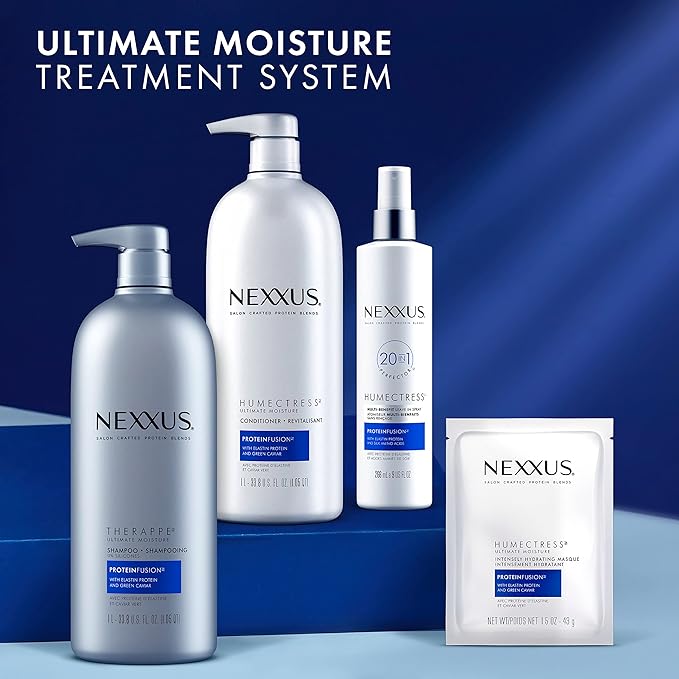 Nexxus Therappe Moisturizing Shampoo Ultimate Moisture for Dry Hair Silicone-Free, Moisturizing ProteinFusion with Elastin Protein and Green Caviar 33.8 oz