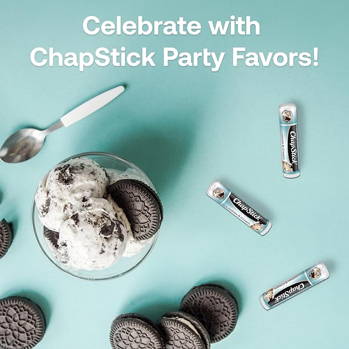 ChapStick Ice Cream Social, Party Favor Lip Balm Pack - Cookies & Cream - 0.15 Oz x 12 Sticks