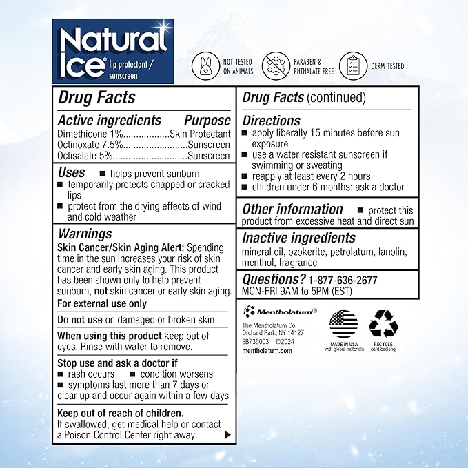 Natural Ice Original SPF 15 Medicated Lip Balm - 12 Count Pack