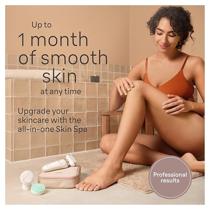 Braun Epilator Silk-épil 9 Flex SkinSpa, Hair Removal Device, 360 Flex and Pivoting Head, Wet and Dry, Includes Shaver Head, Trimmer Comb, Massage Pad, Exfoliation Brush and BodyTrimmer, SES9-481 3D