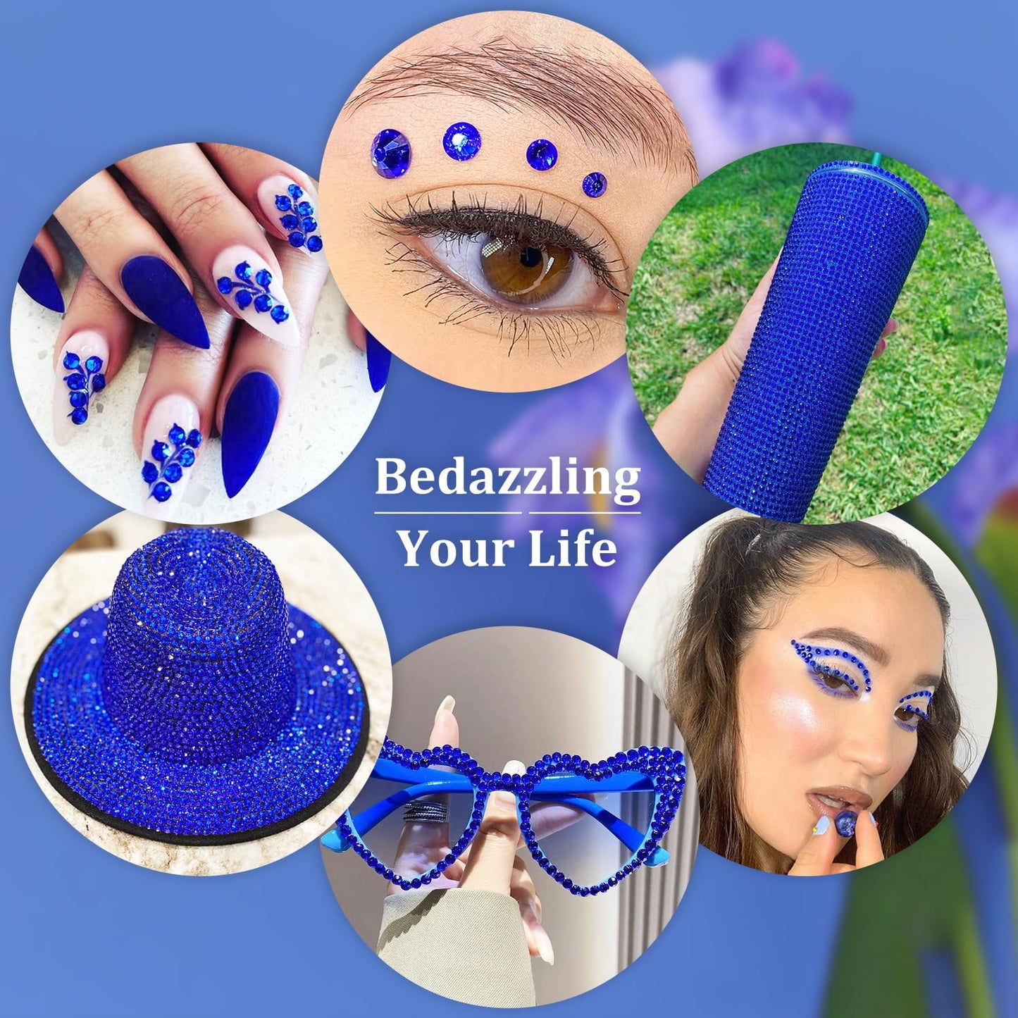 Resin Rhinestones for Crafting, 2 Boxeses Royal Blue Multi Sizes Flatback Bedazzling Crystals for Crafts Nail Art Deco, Non Hotfix Gems Charms for Tumbler Shoes Clothing Fabric Face Makeup