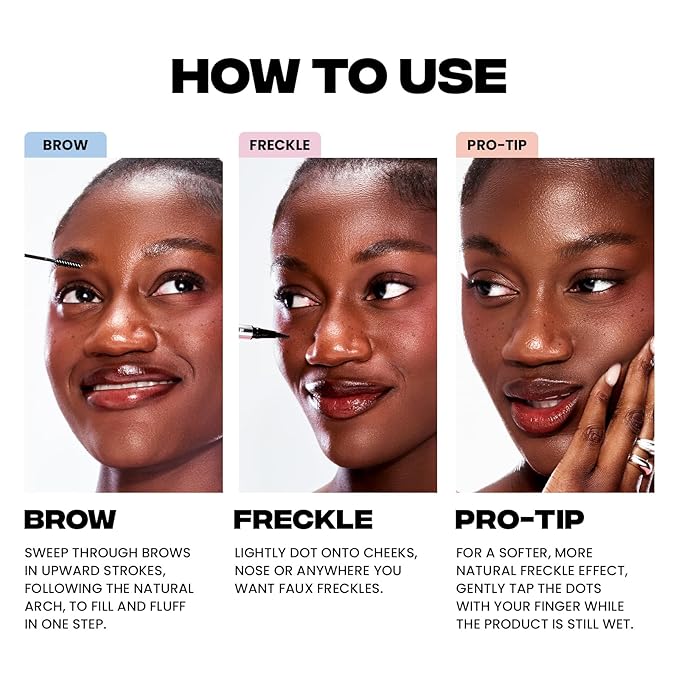 Sacheu Brow & Freckle STAY-N Tinted Eyebrow Gel & Faux Freckle Pen — 2-in-1 Longwear Water Resistant Brows Tint, Cruelty-Free & Vegan, Blonde Roast