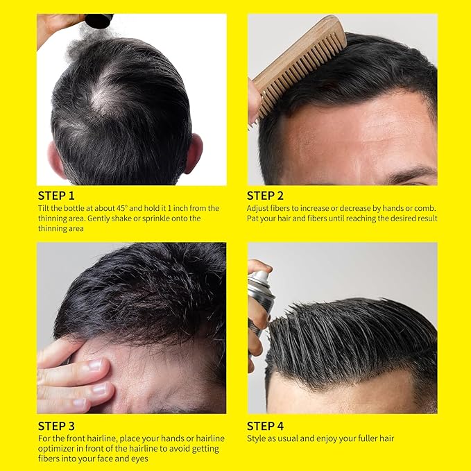 SEVICH Hair Fibers with Spray Applicator - Natural-Looking Hair Thickening Fibers for Men & Women, Instant Fullness, Wind & Water Resistant, Easy Wash Out, 25g (Medium Brown)