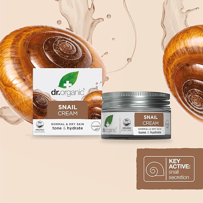 Dr. Organic Snail Gel Face Cream | Rejuvenates and Moisturizes, Improves Skin Tone and Hydration, Natural, Certified Organic, Paraben & SLS-Free, 50 mL / 1.7 fl oz