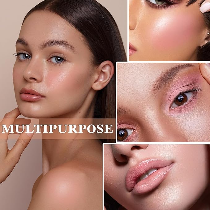 3Pcs 4 Colors Blush Palette,Matte Contour Makeup Blush for Cheeks,Waterproofing Highly Pigmented Face Cheek Blusher with Make Up Brush A11