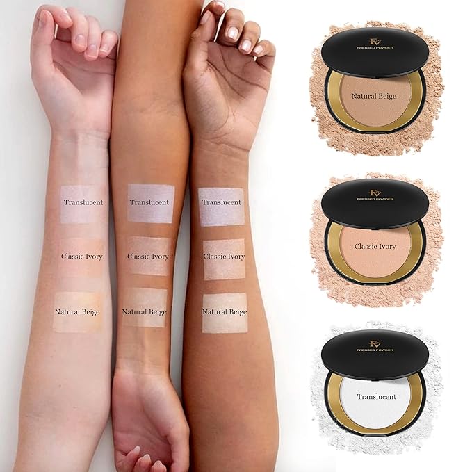 FV Setting Powder, Oil-Control, Long-Lasting, Medium Coverage Pressed Face Powder Makeup, Matte Finish for Oily, Dry & Normal Skin, Natural Beige, 0.28 Oz