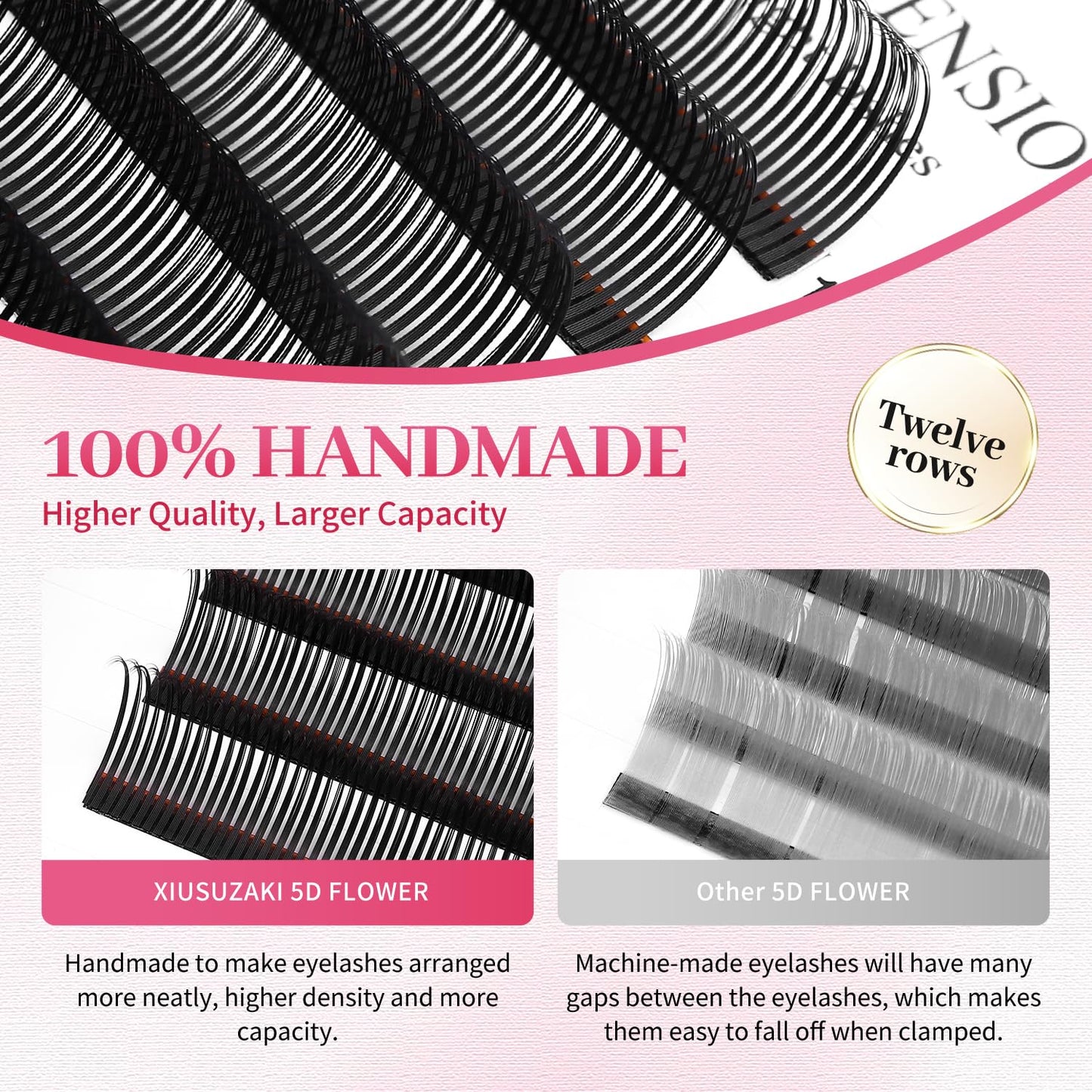 5D Flower Lash Extensions Spikes Lashes 0.07 Matte Black C Curl Lashes 13mm Volume Eyelash Extension Lash Trays Professional Use(5D Flower,0.07-C,13mm)