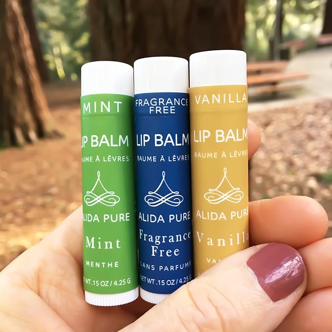 Favorites Lip Balm Collection, Vegan Lip Balm Set, Bees Wax Free, Coconut Oil Free, Avocado Oil, Organic Jojoba Oil, Vitamin E, Natural Moisturizer For Dry Cracked Lips, 3 Tube Set
