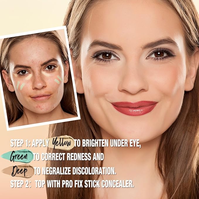 LANGMANNI Multi-Use Face Contour Stick,Highlighter & Concealer Stick, Combo Use For Correcting Color Balancing (#01+#02 Yellow+Green)
