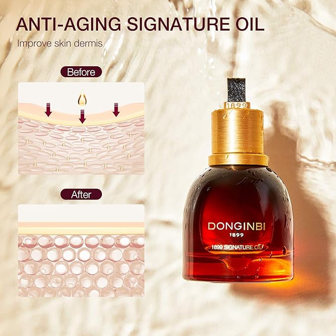 Donginbi 1899 Signature Oil - Skin Barrier Repair & Firming Face Oil for Women, Jojoba Seed Oil & Sweet Almond Oil for Sensitive Skin, Korean Red Ginseng Skin Care, 0.52 floz / 15ml