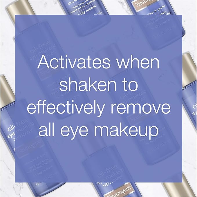 Neutrogena Gentle Oil-Free Eye Makeup Remover & Cleanser for Sensitive Eyes, Non-Greasy Makeup Remover, Removes Waterproof Mascara, Dermatologist & Ophthalmologist Tested, 5.5 fl. oz, 3 Pack