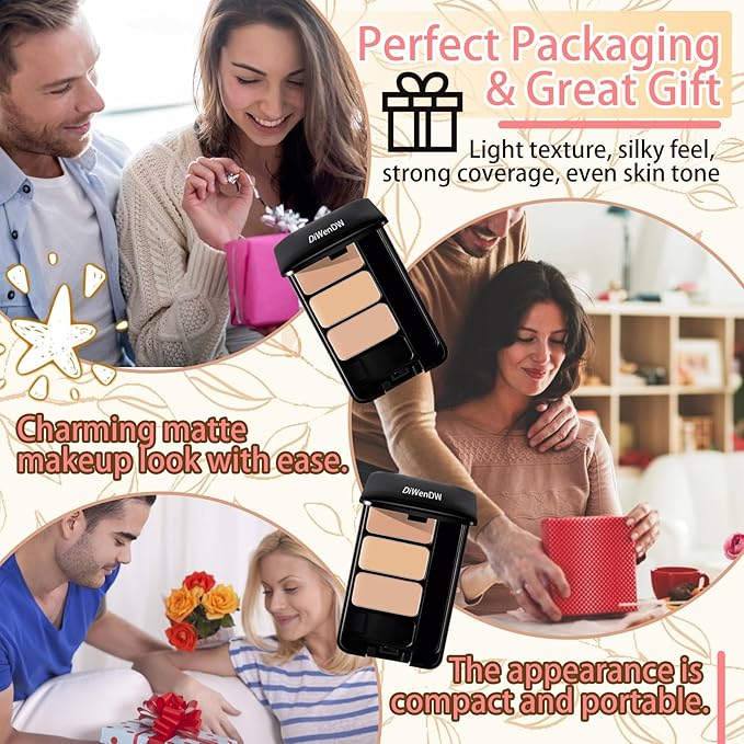 3 Colors Corrector Palette,Moisturizing Long Lasting Waterproof Cream Contour Makeup Palette,Color Correcting Concealer,Natural Flawless Full Coverage Liquid Foundation Set with Makeup Brushes