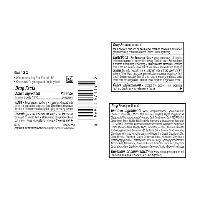 Neutrogena Healthy Skin Liquid Makeup Foundation with Broad Spectrum SPF 20 Sunscreen, Medium Coverage Foundation with Nourishing Pro-Vitamin B5, Buff 30, 1 fl. oz