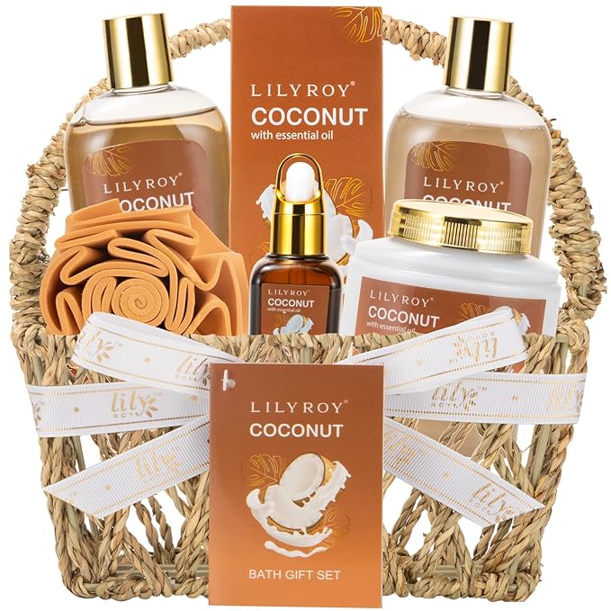 Mothers Day Gifts for Mom - 7Pcs Luxury Bath & Body Gift Basket Set for Women & Men, Perfect Gift with Bath Bomb | Christmas, Father's Day, Birthday Gifts for Her & Him, All Occasion Holiday Present