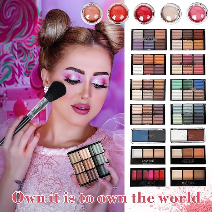 All In One Makeup Kit Multi-Purpose Combination Makeup Surprise Gift Set Beauty Full Makeup Essential Starter Kit, Compact and Lightweight Design for Girls Women and Make Up Beginners