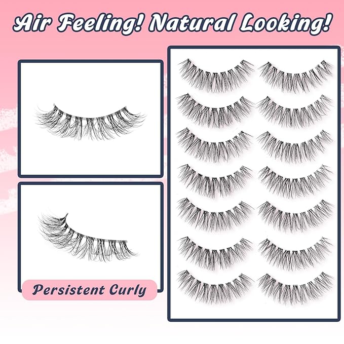 Wispy Lashes Natural Look False Eyelashes 13MM Eye Lash Pack 3D Volume Fake Eyelashes 7 Pair Siligli