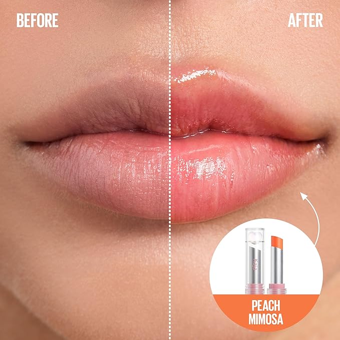 Kaja Juicy Glass Lip Balm | Plumping, Hydrating, Korean Lip Balm, Moisturizing Lip Care, 24hrs Long-lasting Hydration, Nourishing Lip Care | Peach Mimosa, 0.15 oz.