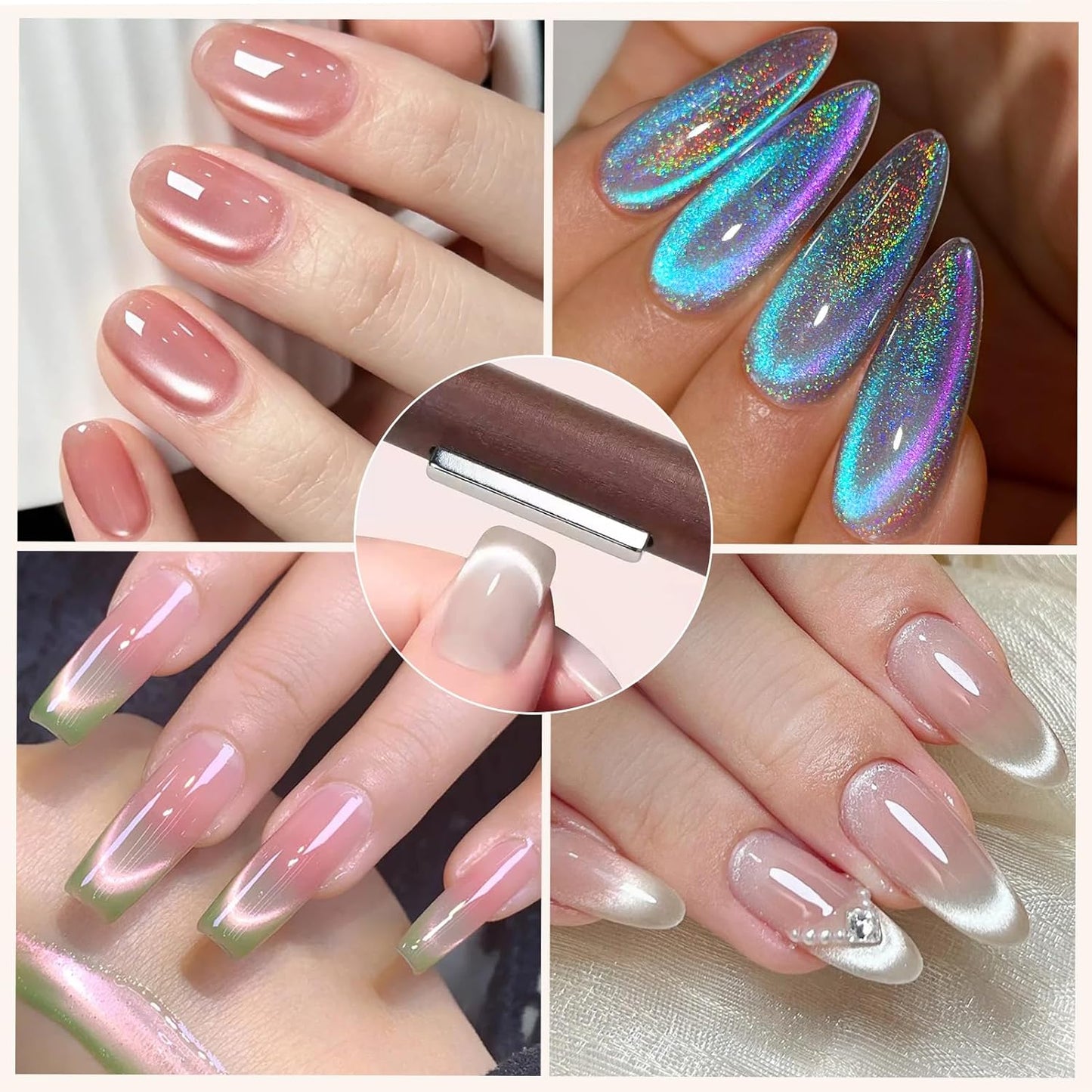 BORN PRETTY 3 in 1 Nail Magnet, Multifunctional Cat Magnetic Eye Nail Polish Magnet Pen, 3D Magnetic Nail Polish Stick for Home DIY, Salon, Studio Nail Art Design Tools