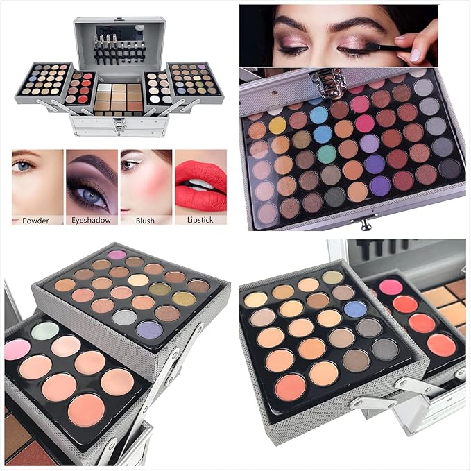 Professional 132 Colors All-in-one Makeup Palette Cosmetic Contouring Kit Combination with Eyeshadow, Cream Concealer, Eyebrow Powder, Lip Gloss Blusher and Pressed Powder