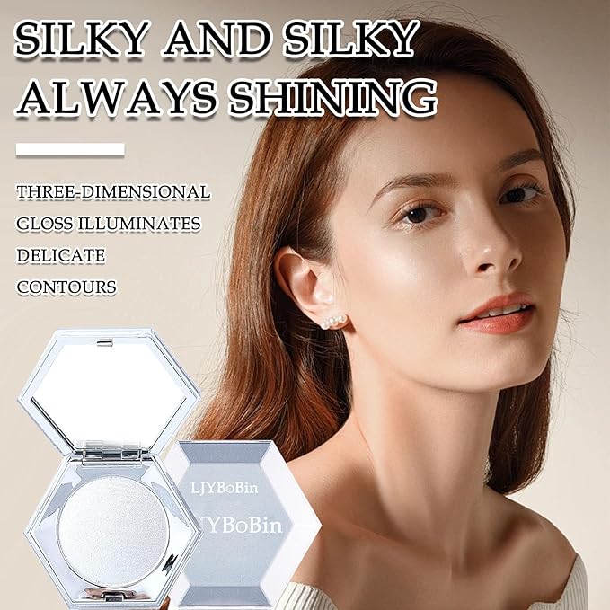 Body Glitter Face Highlighter Palette,Shimmering Shiny Contour Makeup Palette for Women,Lightweight Smoothing Long Lasting Face High Gloss Highlighter Powder Makeup Kit with Brush 01#