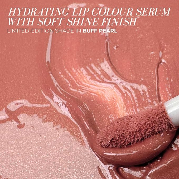 FITGLOW Beauty Lip Colour Serum | Hydrating Lip Gloss | Plumping Anti-Aging Lip Treatment | Natural Shine with Pomegranate Sterols & Collagen | Buildable Color for Dry Chapped Lips | Buff Pearl - 10g
