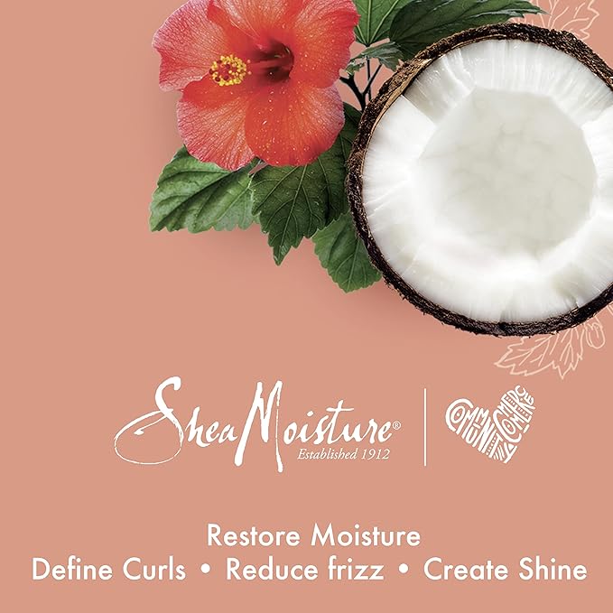 SheaMoisture Curl Enhancing Smoothie Hair Cream Coconut and Hibiscus for Thick, Curly Hair Sulfate Free and Paraben Free Curl Cream 20 oz