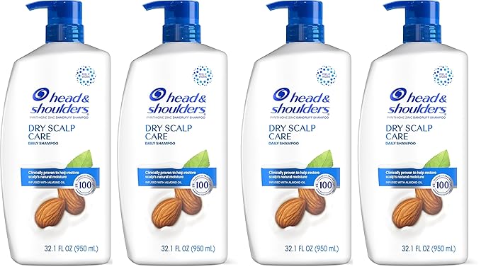 Head and Shoulders Shampoo, Daily-Use Anti-Dandruff Paraben Free Treatment, Dry Scalp Care with Almond Oil, 32.1 fl oz, Twin Pack (Pack of 2)