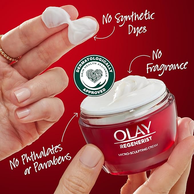 Olay Face Moisturizer, Regenerist Micro-Sculpting Cream for Women, Fragrance-Free - Hydrating, Anti-Aging, Anti-Wrinkle, Firming Skin Care - Hyaluronic Acid, Niacinamide, Amino Peptides, 1.7 Oz