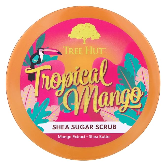 Tree Hut Shea Sugar Scrub Tropical Mango, 18oz, Ultra Hydrating and Exfoliating Scrub for Nourishing Essential Body Care