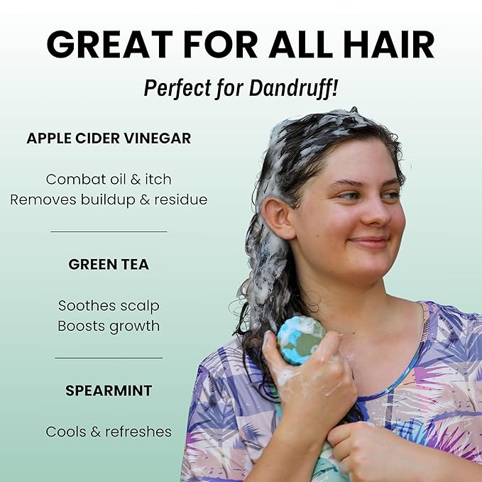 Otter co. Anti Dandruff Tea Tree Shampoo Bar – Nettle, Zinc, Green Tea, Apple Cider Vinegar, Anti Fungal Shampoo – Vegan, Natural, Cruelty & Sulfate Free – All Hair Types & Dry Scalp, USA Made