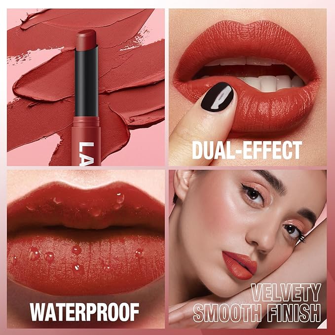 Jolilab 6Pcs Velvet Matte Lipstick Nude Matte Soft Dark Color Stick High Pigmented Long-Lasting Waterproof Lip Stick Lip Balm Beauty Cosmetics Gift for Girls and Women(07#-12#)