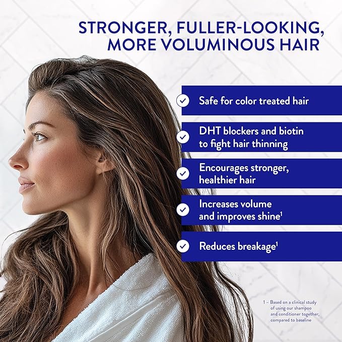 Routine Wellness Anti-Thinning Shampoo for Thinning Hair - Biotin DHT Blocker Women & Men - Color Safe Shampoo for Hair Loss & Healthy Hair - Citrus & Lemon Blossom - 14oz