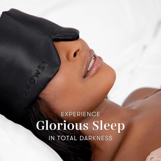 DROWSY Silk Sleep Mask. Face-Hugging, Padded Silk Cocoon for Luxury Sleep in Total Darkness. (Black Jade)