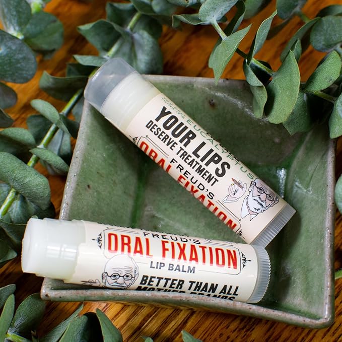 Sigmund Freud's Oral Fixation Lip Balm Tube, Eucalyptus Mint Flavored - Cruelty-Free and Made in The USA from Natural and Imported Ingredients