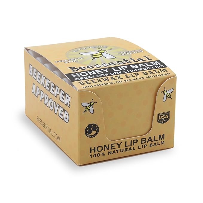 Beessential Natural Bulk Lip Balm, Honey, 18 Pack | For Men, Women, and Children. Great for Gifts, Showers, & More