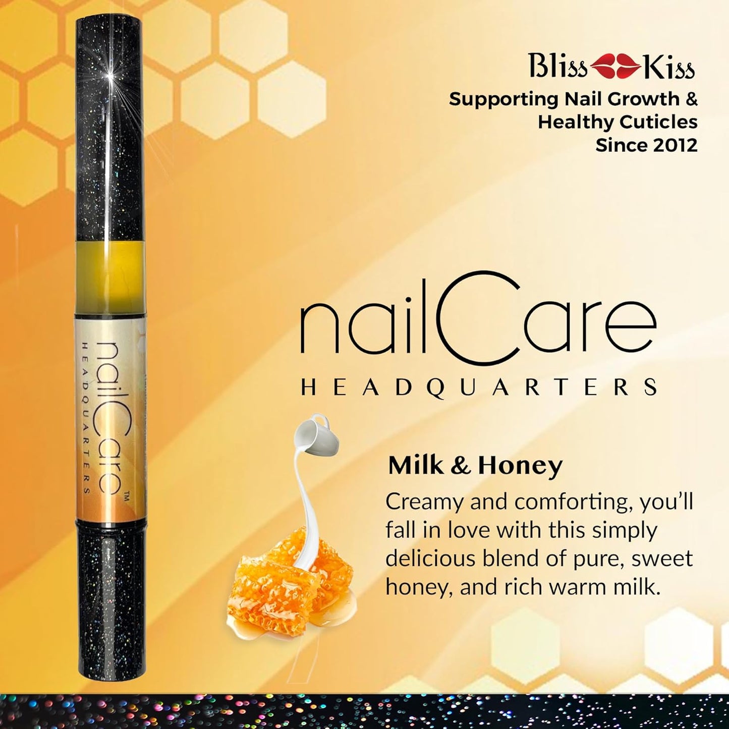 Nail Care Headquarters Simply Pure Cuticle Oil Pen for Nails - Nail Strengthener & Growth Serum for Damaged Nails, Hangnails w/Jojoba cuticle oil—Milk & Honey Fragrance