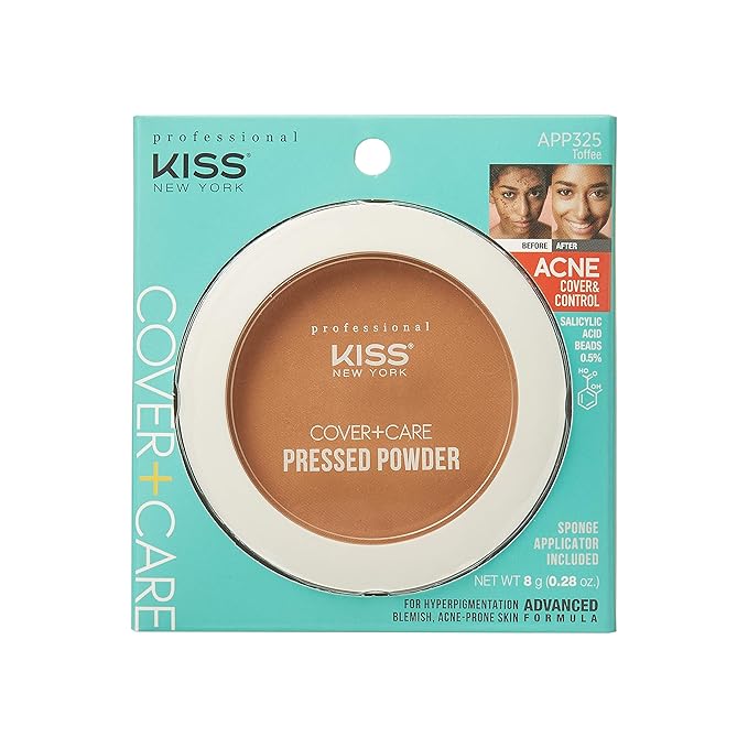 KISS Cover and Care Acne Control Pressed Powder Shine Free Face Light Weight Makeup Setting Powder - APP325 (Toffee)