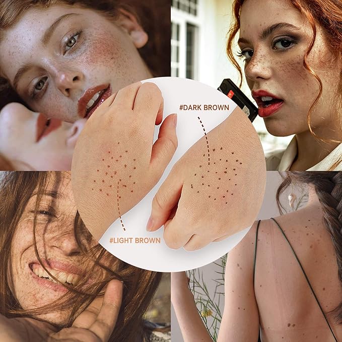 2 Pcs Freckle Pens, Natural Lifelike Freckles Makeup Tool - Dark Brown + Light Brown