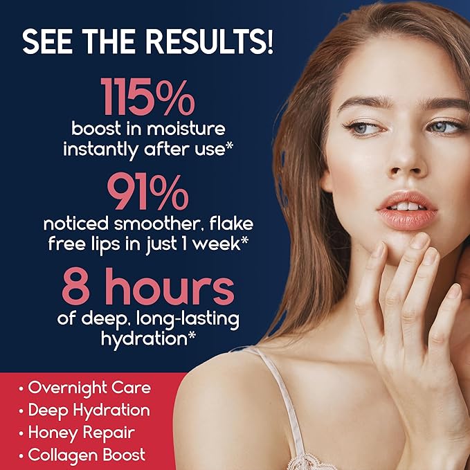 Lip Mask Overnight with Hyaluronic Acid & Collagen, Lip Sleeping Mask for Dry Cracked Lips, Moisturizing, Hydrating, Exfoliating Night Treatment for Lip Care (Strawberry)